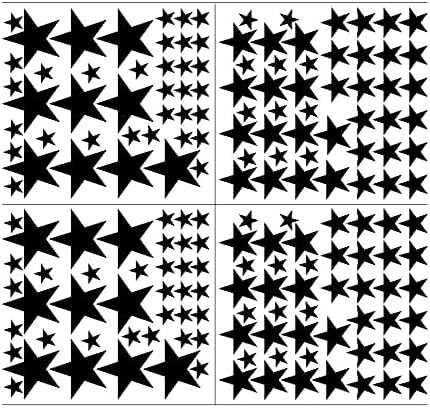 174pcs Mixed Size Star Wall Stickers Home Decor Bedroom Removable Nursery Wall Decals Kids DIY Art Decal JW343 (Black)...