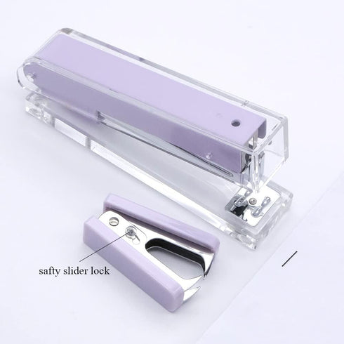 Purple Stapler Staples Remover Clear Acrylic Desk Stapler Manual Stapling tool Cute Staple Remover Kit for Home School Office Desktop Accessories ...