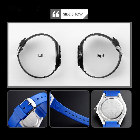 MASTOP Women Men Waterproof Plastic PU Strap Sports Quartz Watch (Dark Blue)...