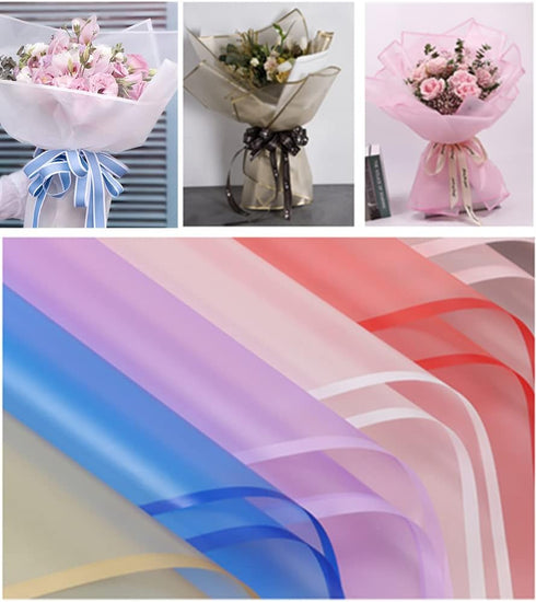 NatureMan 21Sheets /7 Colors Edging TranslucentFlower Wrapping Paper,Florist Bouquet Supplies,DIY Crafts,Gift Packaging or Gift Box Packaging Pape...