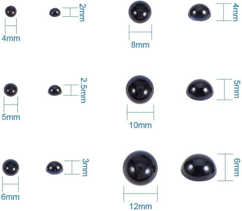 PH PandaHall Black Flat Backed Pearls, 690pcs Half Round Pearl Beads 6 Sizes Pearl Cabochon Faux Pearl Beads for DIY Scrapbook Phone Case Wedding ...