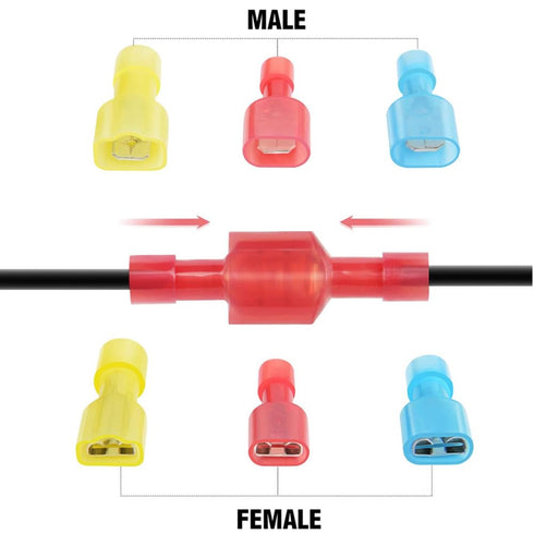 160 Pcs Spade Connectors, Fully Insulated, Wire Connectors Kit, Material, Electrical Connectors Kit for Crimp Connectors, Terminal Connectors for ...
