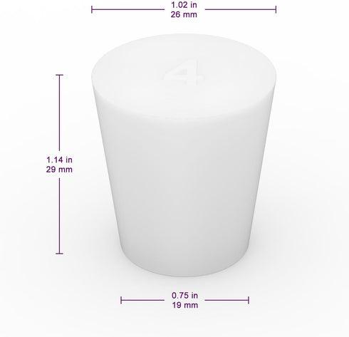 Silicone Rubber Stopper, (10-Pack, Size 4#) Tapered White Silicone Stoppers for Laboratory Sealing...
