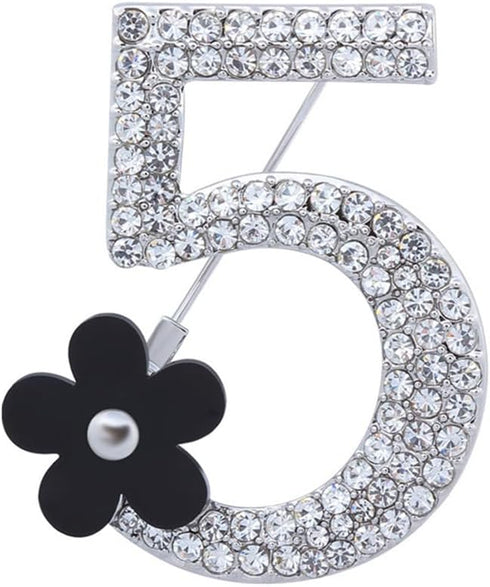 Brooch Pin Number Five Pin Brooch Corsage Scarf pin Rhinestones Breastpin for Wedding/Banquet/Bouquet...