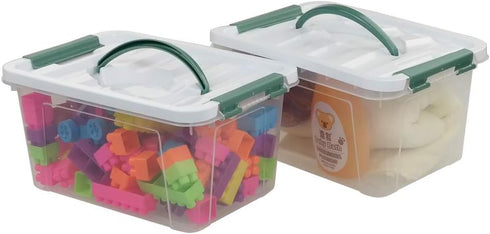Pekky 6 Quart Storage Container Box with Handle and Latching Fresh Design, Small Toy Organizer Bin, 2-Packs...