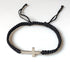 2Pcs Cross Matching Couple Bracelets Handmade Black String Rope Braided Bracelet Cross Charm Adjustable Protection Christian Bracelet for Women Me...