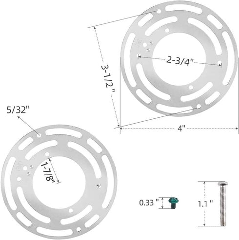 2 Pack Universal Light Fixture Mounting Bracket, 4 Inches Diameter Steel Round Universal Light Crossbar with Screws and Nuts, Mounting Bracket for...
