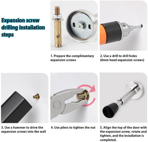 Door Stopper Spring Hydraulic Self Adhesive Door Stop Spring Door Stop Hydraulic Door Stop Bumper 3 Installation Methods Wall Protector 4.1 Inch H...