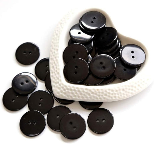 AKOAK 50 Pcs/Lot Resin Round Buttons, 2 Holes 20 mm Sewing Craft Buttons, for Clothing Sewing Shirt Scrapbooking Card DIY Crafts Supplies (Black)...
