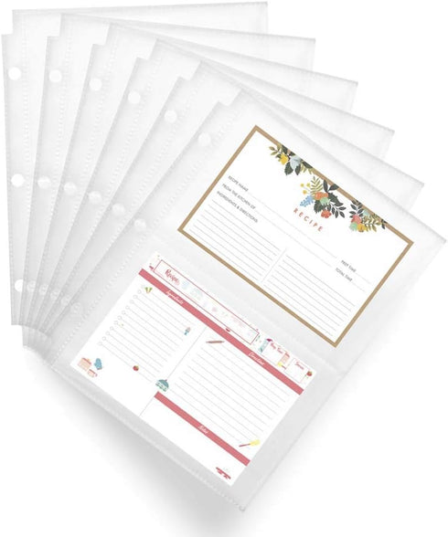 Recipe Card Protectors 8.5x6.8 Inch Recipe Card Sleeves for Mini Binders 4x6 Index Card Sleeves Recipe Book 2 Pocket per Page Refill Sheets, 30 Co...