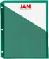 JAM PAPER Plastic Binder Dividers w/Pocket - 11 3/16 x 9 1/4 - Green - 6/Pack...