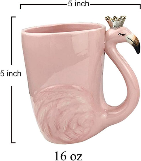 16 oz Cute Pink Coffee Mug Ceramic Flamingo Gift Unique Cups Mom Day Gift for Women Her Grandma Pretty Mug Funny Coffee Cup Funky Xmas Presents fo...