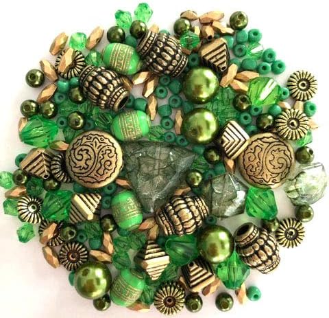 Approx X 400 Jewelry Making Beads Mix Starter Kit for Beginners in Purple Gold & Green Jewelry Findings...