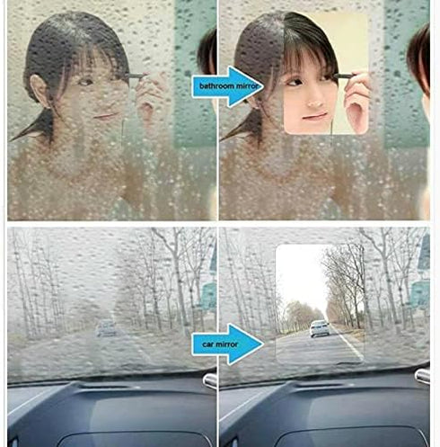2PCS Film Anti Rain Water Repellent Film Car Mirror Window Clear Films Anti Dazzle Rearview Mirror Anti Fog Rainproof Film (Elliptic-110x85mm)...