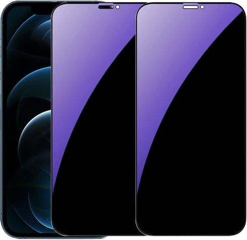 2 Pack Anti-Blue Privacy Tempered Glass Suit for iPhone 12 Pro Max Anti-Spy Screen Protector Anti-Peeping Film 9H Hardness Anti-scratch Full Cover...
