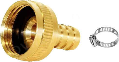 Joywayus 2Pcs 1/2" Barb x 3/4" Female GHT Thread Swivel Brass Garden Water Hose Pipe Connector Copper Fitting with Stainless Clamp House/Boat/Lawn...