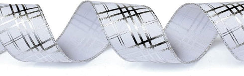 Christmas Ribbon Wired, 6 Rolls 2.5 Inch 36 Yard Silver Sheer Glitter Organza Wired Edge Ribbons for Christmas Tree, Gift Wrapping, Assortment Rib...