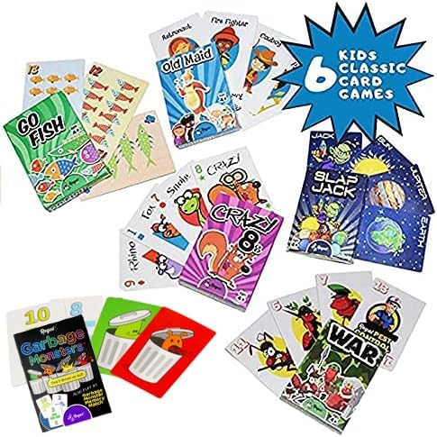 Regal Games Card Games for Kids - Go Fish, Crazy 8's, Old Maid, Slap Jack, Monster Memory Match, War - Simple & Fun Classic Family Table Games - G...
