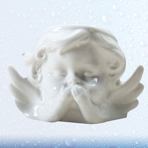 Vaguelly Cute Succulent Planter Angel Statue Head Face Planter Pot Ceramic Flower Pot Cactus Container with Drainage Hole Pens Holder for Indoor O...
