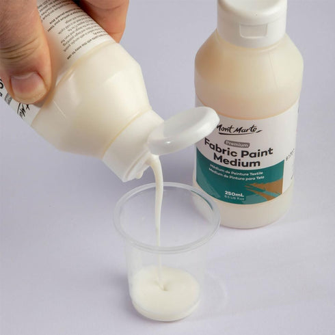 Mont Marte Fabric Paint Medium Premium (8.5 US fl.oz), Textile Medium For Fabric Painting, Easy to Use, Prevents Flaking, Ideal for Clothes and Fa...