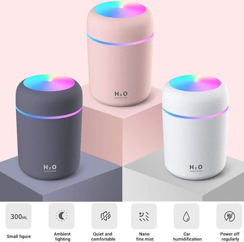 Colorful Cool Mini Humidifier, 300ML USB Personal Desktop Vaporizer with Night Light, Portable Small Mist Humidifier, Quiet Ultrasonic Air Humidif...