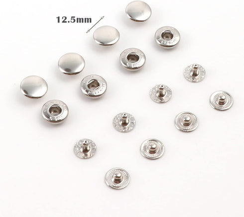 PECMER 200 Pieces Leather Snaps and Fasteners Kit 12.5 mm Silver Snap Buttons for Bracelets Sewing Clothes Leather Craft Jeans Wears Bags Jackets-...