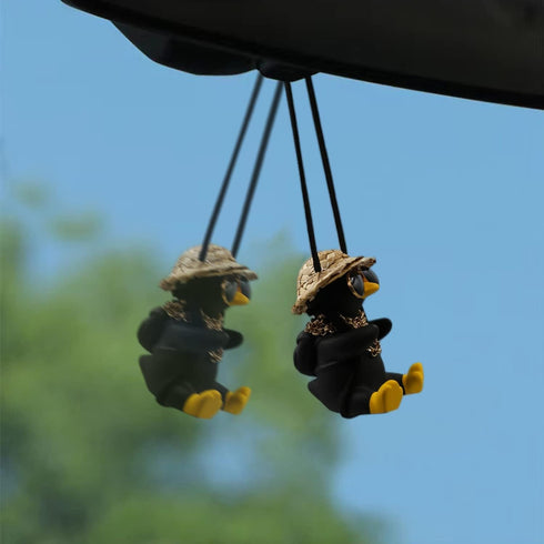 Swinging Duck Car Hanging Ornament, Cool Car Hanging Accessories for Rear View Mirror, Cute Car Pendant Swinging Sunglasses Duck Hanging Swing...