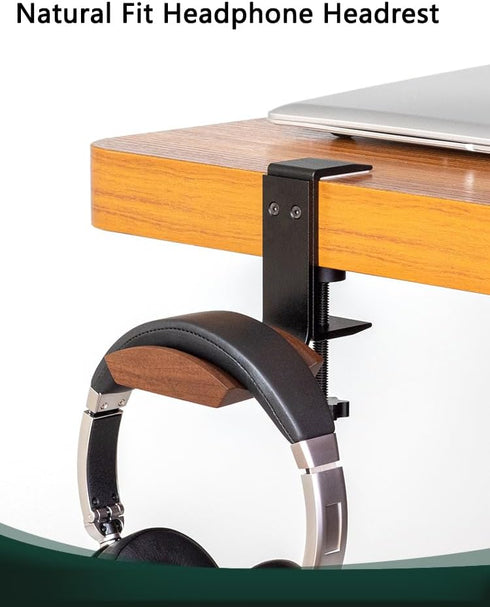 Headset Holder with Walnut Wood and Solid Metal, Headphone Holder Adjustable Design Headset Hanger Compatible with all Headphone Sizes (Walnut)......