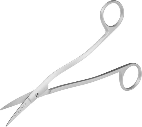 Applique Long Thin Needlepoint Blade 6.1 Inch - Double Bent Curved Offset Handle Scissors with Pouch Sleeve for Embroidery, Fabric, Thread, Knitti...