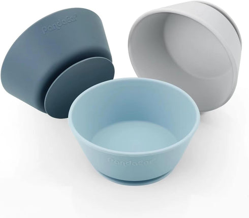 PandaEar 3 Pack Baby Suction Bowls|Silicone Food Bowls First Stage Feeding for Baby Toddler Infant Kids| Food Grade Soft Safe BPA-Free Silicone To...