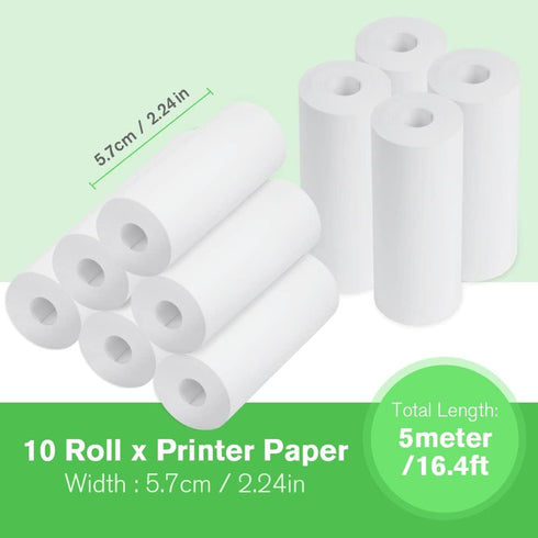 10 Rolls Kids Instant Camera Refill Print Paper, 2.2 x 1inch Camera Print Paper, BPA-Free Non-Adhesive Smooth Papers, Print Camera Accessories, Pr...
