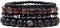 Natural Stone Leather Bracelet Set Obsidian Volcanic Stone Tiger Eye Stone Bead Bracelet Punk Style Men's Bracelet Set (bra000034)...