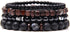 Natural Stone Leather Bracelet Set Obsidian Volcanic Stone Tiger Eye Stone Bead Bracelet Punk Style Men's Bracelet Set (bra000034)...