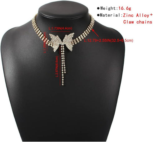 Sexy Shining Crystal Full Rhinestone Choker Crystal Butterfly Choker for Lady Party Jewelry...