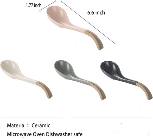 Ramen Spoons, Ceramic Asian Soup Spoon, Japanese Spoons for Kitchen, Pho, Dumpling, Noodles, Wantan, Miso, No slip into soup - 6.6 Inch, Mix clolo...