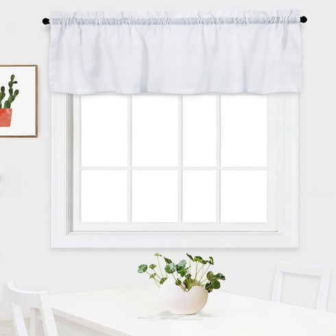 Curtain Valance,Waffle Weave Waterproof Window Valance for Bathroom,Rod Pocket Tailored Kitchen Valance Curtain Cafe Curtains - 60" x 15", White, ...