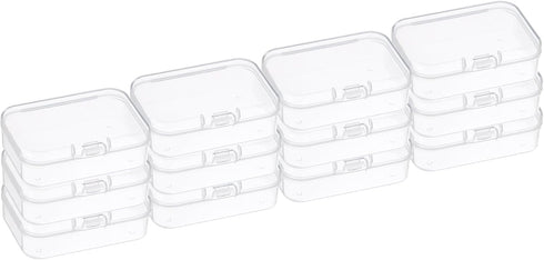 PATIKIL 6.5x4.5x2.5in Clear Storage Box with Hinged Lid, 12Pack Plastic Stackable Rectangle Organizer Container for Bead Jewelry Small Item Art Cr...