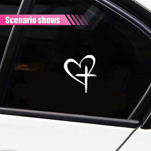 Love Cross Sticker Decal, Love Heart Cross Stickers, Decal Vinyl Sticker for Notebook, Car, Laptop, Window 8.7''×6''...
