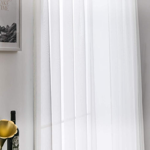 MIULEE 2 Panels Solid Color Sheer Window Curtains Elegant Window Voile Panels/Drapes/Treatment for Bedroom Living Room (54X72 Inches Ivory)...