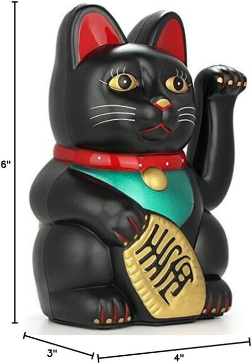 Monkey King Feng Shui Lucky Cats Lucky Beckoning Waving Wealth Cat Maneki Neko 6" Tall Black,Gold,mk9904...