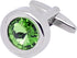 Round Green Crystal Men's Cufflinks In Gift Case Classic Round Silver Crystals Cufflinks for Men Jewelry for Wedding Party Business Birthday Anniv...