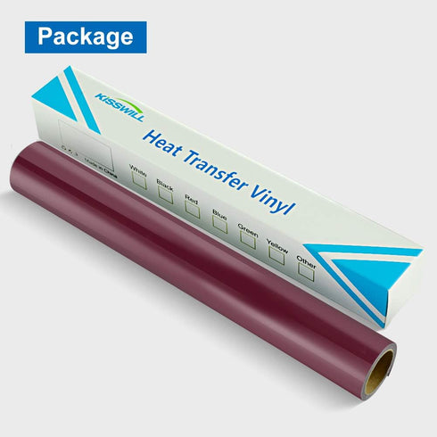 KISSWILL Heat Transfer Vinyl Maroon, 12 Inch X 6 Feet PU Maroon HTV Heat Press Vinyl for T-Shirts, Iron on Vinyl Rolls Compatible with Silhouette ...