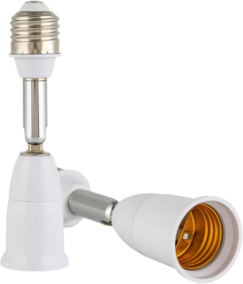 1Pc White E26/E27 Light Bulb Socket Extender Adapter 180 Degree Bendable Light Fixture E26/E27 to E26/E27 Base Adjustable E26/E27 to E26/E27 Socke...