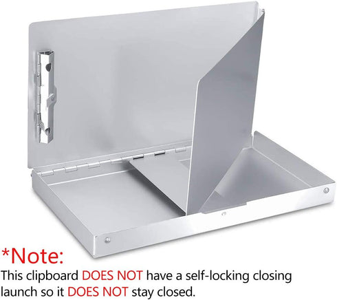 Small Aluminum Clipboard with Storage(Memo Size), Recycled Metal Snapak Form Holder Binder with Insided SerratedClip Posse Box, Perfect for Truck ...