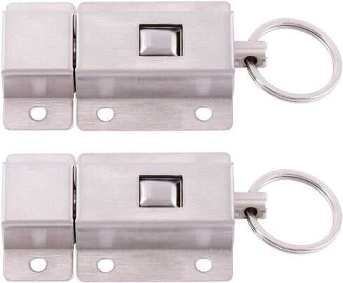 2PCS Slide Barrel Door Bolt,3 Inch Long Stainless Steel Barrel Bolt,Lock Door Bolts with Button Door Slide Lock Home Improvement Barrel Bolt...