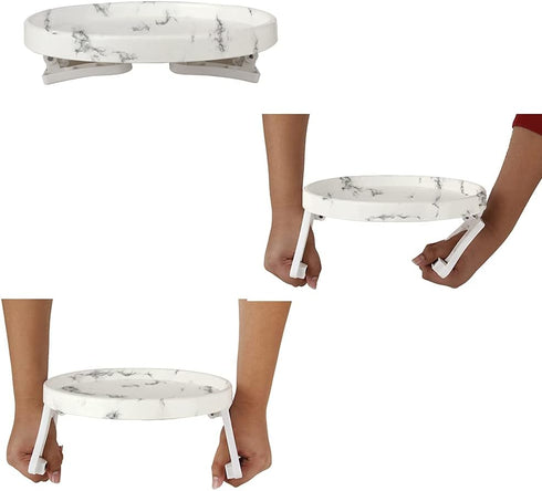 Marble Printed Sofa Arm Clip Table, Armrest Tray Table, Drinks/Remote Control/Snacks Holder (Round)...
