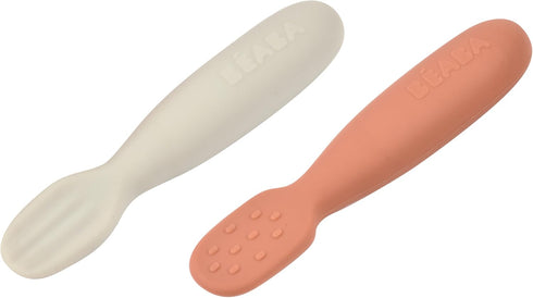 BEABA Set of 2 Silicone Pre-Spoons, For Babies 4-8 Months, Ultra-Soft Silicone Spoons to Help with Self Feeding, Designed with Specialist, Baby Ut...