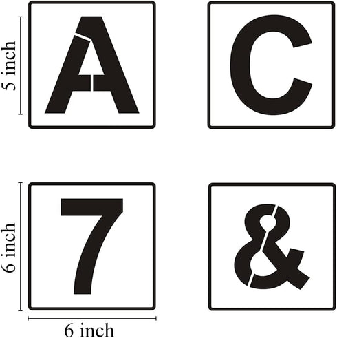 Alphabet Letter and Number Stencils 6 Inch - 40 Pack Large Letters and Numbers Stencil Templates with Signs for Painting on Wood, Reusable Number ...