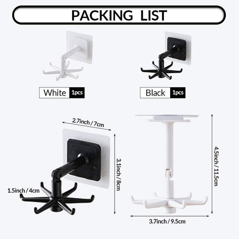 Aosome Under Cabinet Utensil Holder Hanger Hook for Kitchen and Bathroom 2 Pack Black & White...