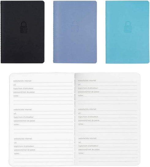 Blueline Password Notebook, Flexible Cover, Black, 5" x 3.5", 64 Pages (A007.81)...